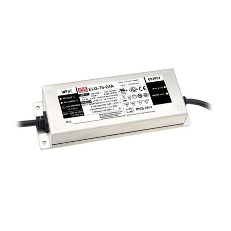 Драйвер 75Вт 24V для светодиодной ленты Meanwell IP67DALI 180x63x35,5 мм | ELG-75-24DA-3Y VARTON VARTA VARTON арт. ELG-75-24DA-3Y