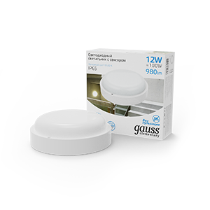 Светильник светодиодный ДБП 12 Вт 980 лм 6500К AC 220В Белый IP65 круг D140х48мм Пластик ЖКХ с оптико-микроволновым датчиком движения Elementary - 126411312-S Gauss