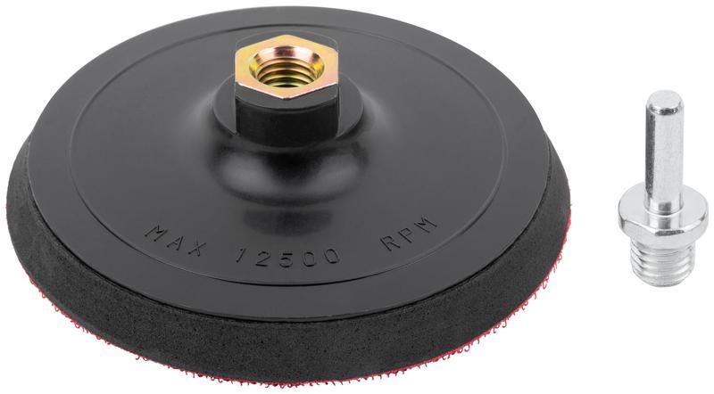 Диск шлифовальный с липучкой черный, гайка М14 + переходник для дрели, 125x10 мм - 39627 РОС