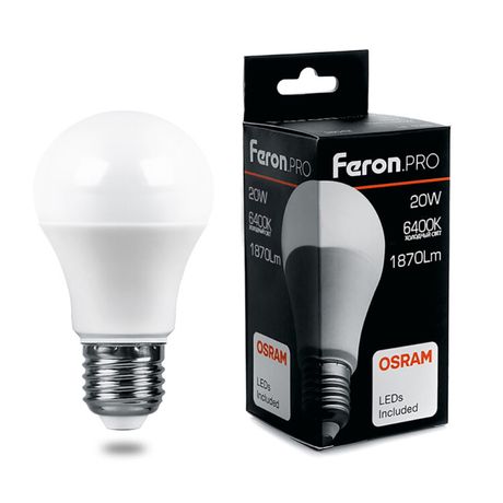 Лампа светодиодная .PRO LB-1020 Шар E27 20W 6400K OSRAM LED | 38043 Feron