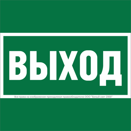 Знак безопасности BL-1515.E22 "Выход" Белый Свет a28939 BS