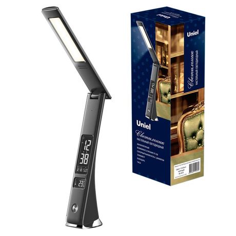 Светильник настольный TLD-567 Black/LED/300Lm/4500K/Dimmer c часами календарем Т 6W акк 2000mAh сенсор диммер черн | UL-00006770 Uniel