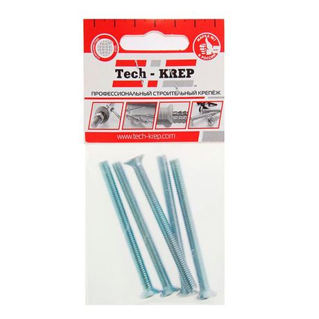 Винт DIN965 с потайной головкой оцинк. М6х60 (5 шт) - пакет ( 0,062 кг) | 126598 Tech-KREP