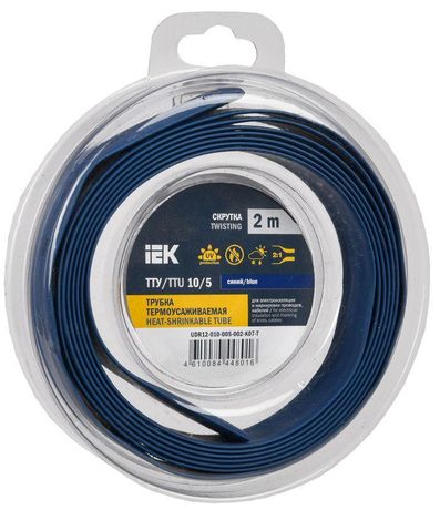 Трубка термоусадочная ТТУ нг-LS 10/5 синяя (2м/упак) IEK | UDR12-010-005-002-K07-T