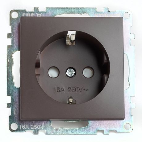 Розетка одноместная с защитной шторкой с/з (механизм), 250В, 16А, серия Катрин, шоколад Stekker - GLS16-7110-04 49028 FERON