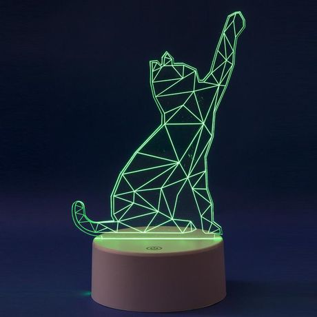 Светильник декоративный с эффектом 3D Кошка на батарейках 3AAA (не в/к) 1 светодиод RGB свет USB кабель в/к ULI-M501 RGB/3AAA CATTY/WHITE - UL-00007419 Uniel