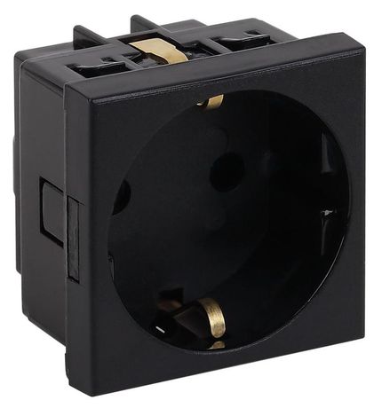 Розетка модульная с заземл. и шторками 45х45мм черн. Ruvinil АДЛ 13-900-Ч TYCO