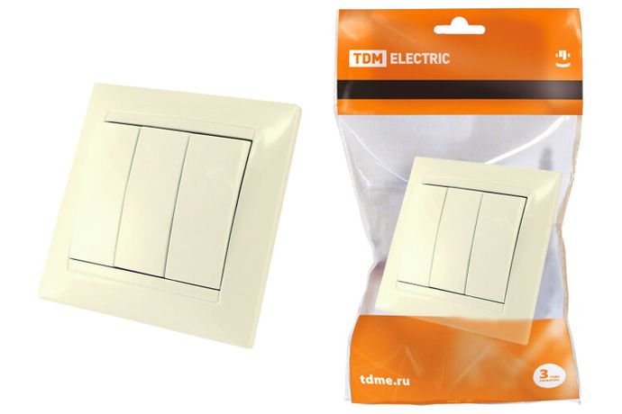 Выключатель 3-х кл. 10А сл. кость "Лама" | SQ1815-0103 TDM