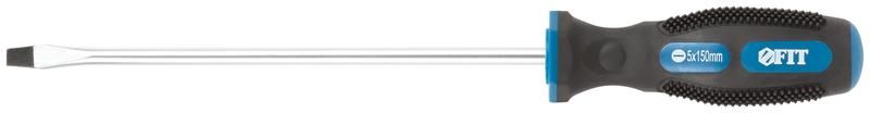 Отвертка двухцветная противосколочная ручка CrV магнитный кончик 5 х 150 мм шлиц - 55137 РОС
