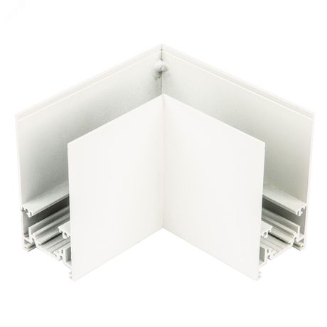 Коннектор UBX-MS21/35 WHITE для накладных магнитных шинопроводов, 35мм. Угловой. Горизонтальный. Белый. ТМ Uniel - UL-00008730