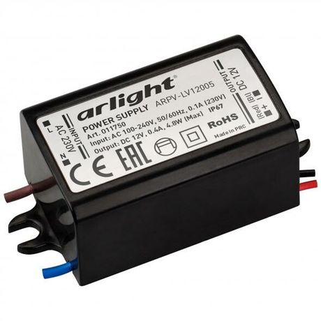 Блок питания ARPV-LV12005 (12V, 0.4A, 5W) (ARL, IP67 Пластик, 2 года) - 011750 Arlight