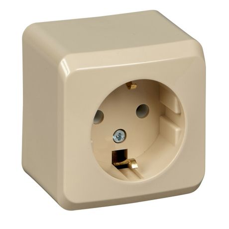 Розетка 1-м ОП Этюд 16А IP20 250В с заземл. без защ. шторок крем. SE PA16-003K APC