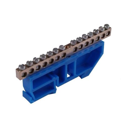 Шина _N_ 63.24.DIN "N" на 24 присоединения 63А изоляторе под DIN-рейку | HEGEL