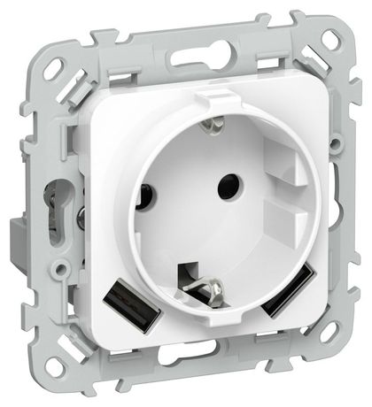 Розетка 1-м СП FLITE РСЮша11-1-ФлБ 16А с USB A+A 3.1А заземл. защ. шторками безвинтовое крепление механизм бел. IEK FI-R14-16-1-U21-D31-K01 IEK арт. FI-R14-16-1-U21-D31-K01
