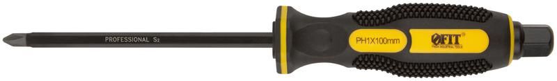 Отвертка ударная, сталь S2, 6-гр.жало, 2-хцв.мягкая ручка, Профи, 5 х 100 мм, РН1 - 55622 РОС