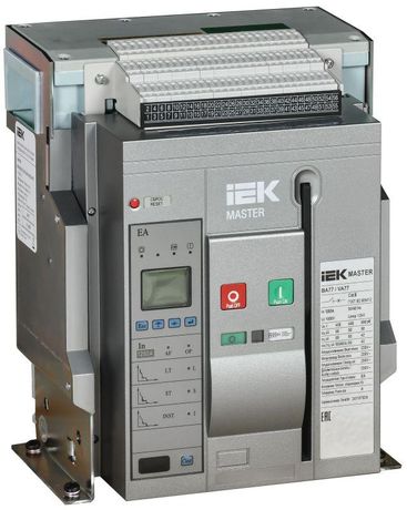 Выключатель автоматический воздушный 3п A 1250А 65кА AC ВА77 F3P EA стац. с комплектом аксессуаров MASTER IEK MI-ACB10-3FA-065-1250-ACF