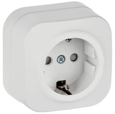Розетка ОП GLORY РСш20-3-ХБм 16А с заземл. защ. шторки бел. матов. IEK ERH14-K01M-16