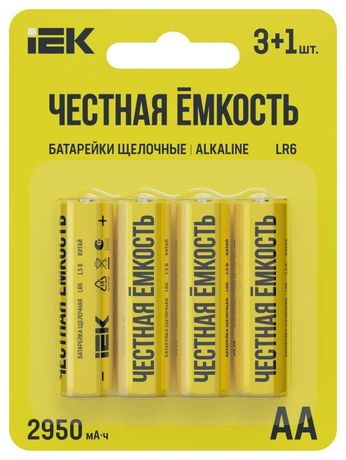 Батарейка щелоч. Alkaline LR6/AA (4шт/блистер) ПРОМО | ABT-LR06-OP-L04A IEK
