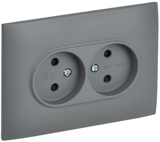 Розетка 2-м SKANDY 10А без заземл. защ. шторки в сборе SK-R09Gr сер. IEK SK-R23-10-K03-F