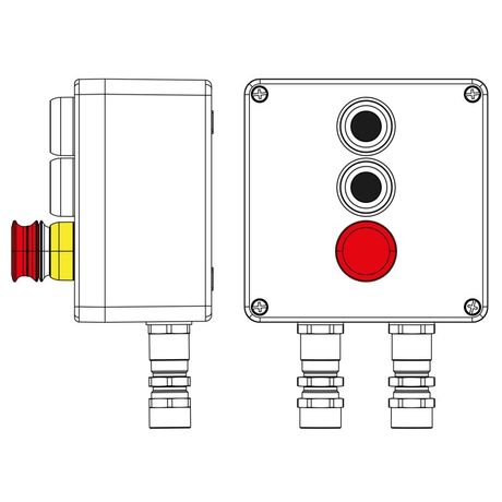 Взрывозащищенный пост управления из полиэстера CPE-P-05-(2xP1B(11)-1xP3E(11))-2xKA2MHK(C)1Ex d e IIC Т5 Gb / Ex tb IIIC T95°C Db IP66/КЗ - 2231.051.22.11H ДКС