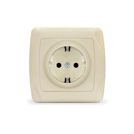 Маргарита розетка одноместная с/з, с/у, 16А, 220В, сл.кость (ivory) (еврослот) - М0028-I Союз
