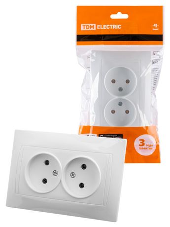 Розетка двойная 2П 10А 250В белая "Лама" | SQ1815-0024 TDM