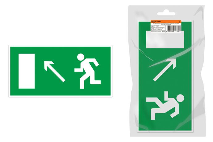 Знак "Направление к эвакуационному выходу налево вверх" 350х124мм для ССА инд. упаковка | SQ0817-1001 TDM