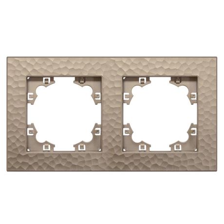 Рамка фактурная 2 поста универсальная UNIVersal Афина шампань (еврослот) - A10044-Br Союз