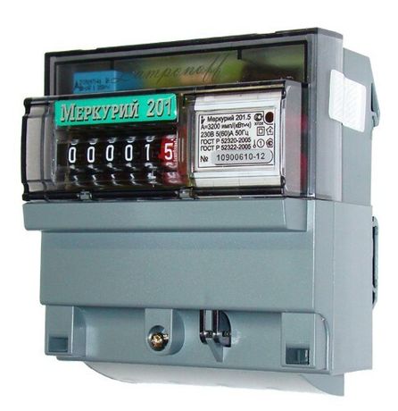 Счетчик Меркурий 201.5 5-60А/220В (1 тар.) МЕХ (DIN) Инкотекс