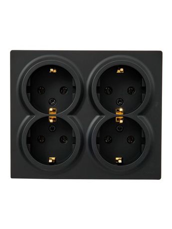 Розетка 4-м ОП LETO с заземл. закрытый корпус ПБТ черн. бархат LEZARD 752-4200-127BDP