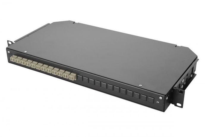 Оптическая панель 47C-24, 19'' 1U фиксированная, корпус на 24 адаптера, 2 дуплекс LC OM2 | 47C-24-20-2L-02-11BL Eurolan