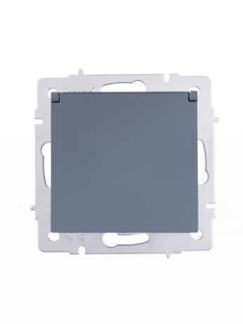 Розетка 1-м СП Vesna с заземл. крышкой ПБТ механизм графит LEZARD 742-3488-123B