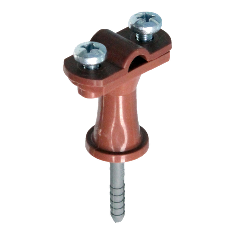 Держатель проводника круглого 6-10 мм коричневый, высота 38 мм, пластик с дюбелем 40 мм|70618|Ezetek