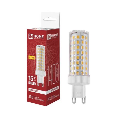 Лампа светодиодная LED-JCD 15Вт 4000К G9 1400лм 230В IN HOME 4690612065380 IN HOME арт. 4690612065380