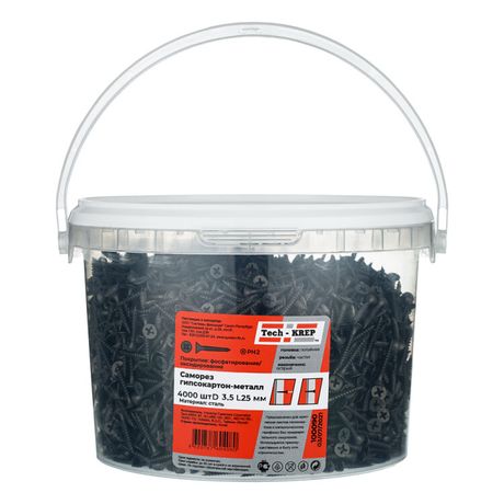 Саморез ШСГМ 3,5х25 (4000 шт) - ведро ( 4,926 кг) | 100090 Tech-KREP