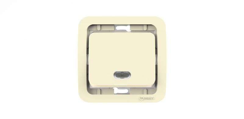 Выключатель 1-кл. СП Mimoza 10А IP20 без вставки с подсветкой крем. Makel 32021