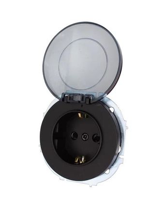 Розетка 1-м СП OSEN IP44 с заземл. крышкой ПБТ механизм черн. бархат LEZARD 743-4288-123BIPCH