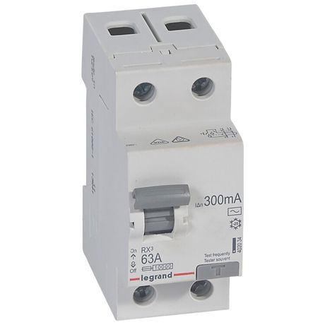 Выключатель дифференциальный (УЗО) RX3 2п 63А 300мА тип AC | 402034 Legrand