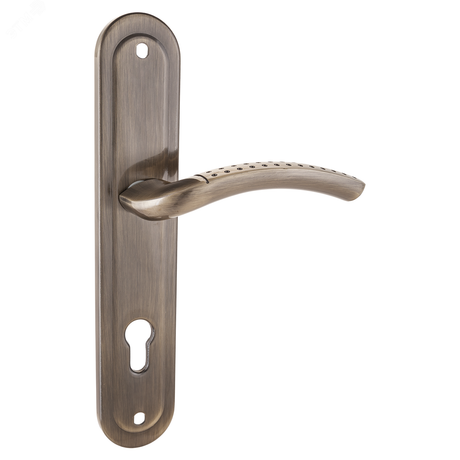 Ручка на планке под замок и цилиндровый механизм (комплект), АЛЛЮР 132-1 85мм AB старая бронза - 12454 ПТК