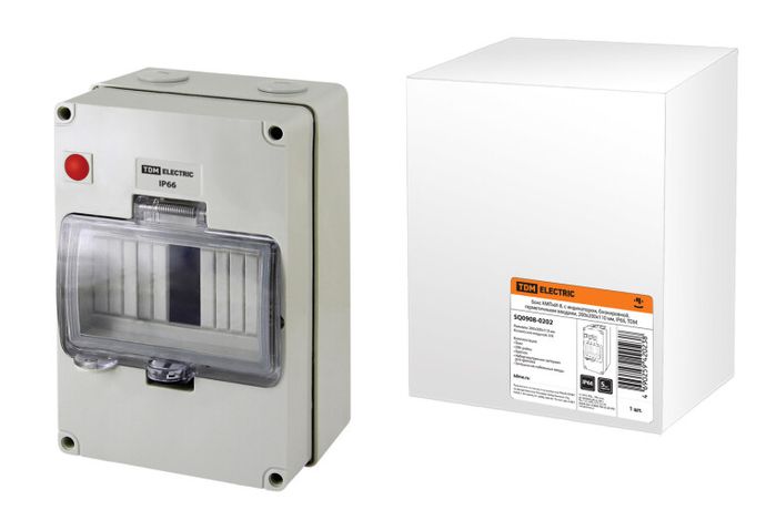 Бокс пластиковый навесной КМПнИ-8, с индикатором, блокировкой, герметичными вводами, 229х427х614мм, IP66 | SQ0908-0202 TDM