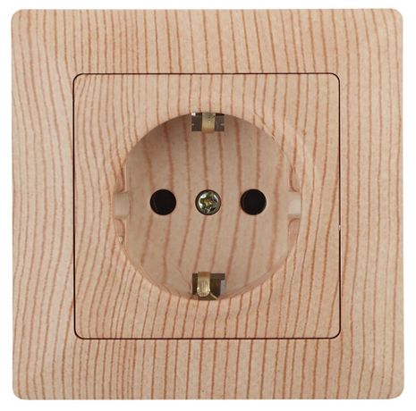 Розетка однофазная скрытого монтажа, в рамку с заземлением без шторок сосна 16А 250В IP20 4-202-11 Intro Solo - Б0053656 ЭРА