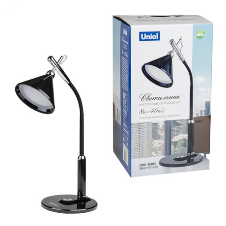 Светильник настольный 8W Сенсорный выключатель TLD-569 Black/LED/400Lm/2700-5500K/Dimmer Черный - UL-00007437 Uniel