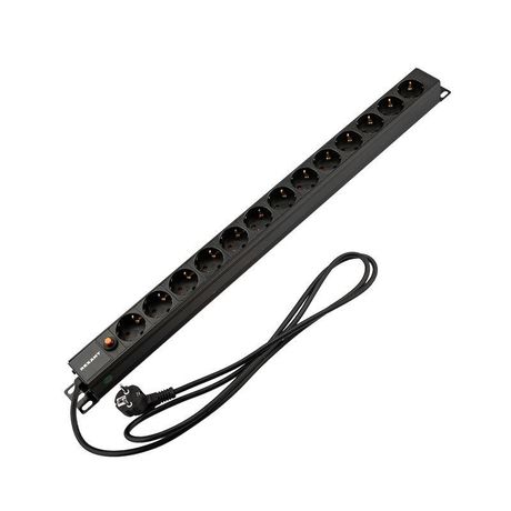 Блок распределения питания для 19дюйм шкафов; вертикал.; 13 розеток СЕЕ 7/4; 16А; фильтр; без выключателя; вилка 7/7; шнур 2м; корпус алюм. Rexant 04-0205-2 MEET