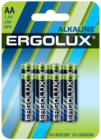 Элемент питания алкалиновый AA/LR6 1.5В Alkaline BL8 (уп.8шт) Ergolux 14815