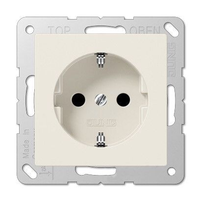 Розетка SCHUKO одинарная, с заземлением, шторками, 16A, 250В (механизм + накладка, без рамки). Серия- Eco Profi. Материал- термопласт. Цвет- слоновая кость. - EP1420KI JUNG JUNG арт. EP1420KI