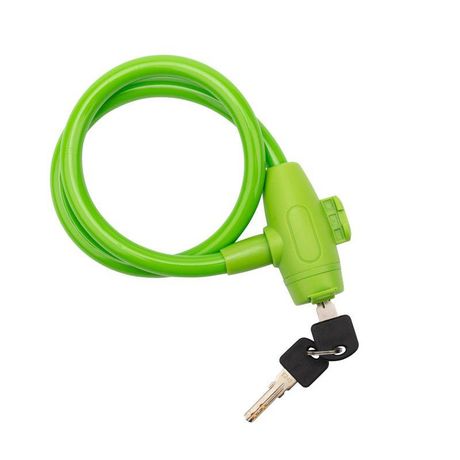 Тросовый замок взломостойкий для велосипедов и колясок с ключом 65 см зеленый | 79-0363 ЧЕТЫРЕ СЕЗОНА MEET