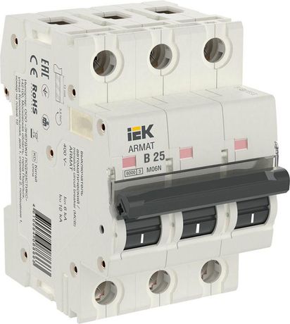 Выключатель автоматический трехполюсный M06N 3P B 25А 6кА ARMAT | AR-M06N-3-B025 IEK
