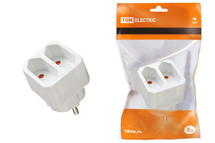 Блок на 2 гнезда 2П 2,5 А 250 B под плоскую вилку белый | SQ1806-0206 TDM