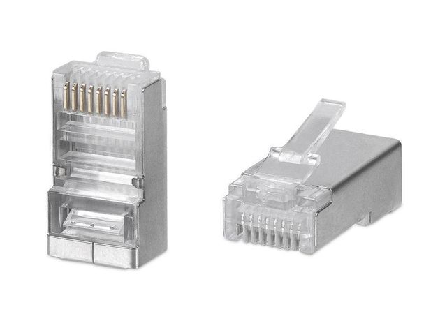 Коннектор RJ-45 под витую пару, категория 5e, экранированный, универсальный (для одножильного и многожильного кабеля) для проводников с толщиной по изоляции до 1,05 мм - 7010c Cabeus