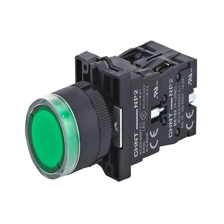 Кнопка управления NP2-EW3365 1НО+1НЗ зеленая AC/DC230В(LED), IP40 (R) | 575718 CHINT